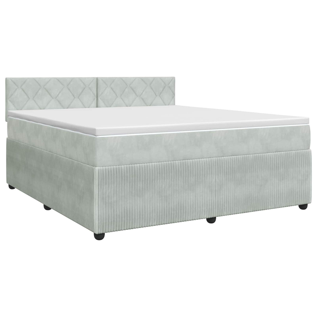 Boxspring krevet s madracem Svjetlosiva 140 x 190 cm Baršun Zelena