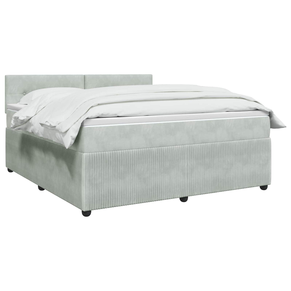 Boxspring krevet s madracem Svjetlosiva 160 x 200 cm Baršun Zelena