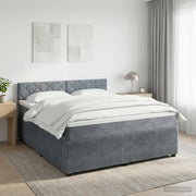 Boxspring krevet s madracem Tamnosiva 140 x 190 cm Baršun Plava 190 x 140 x 88 cm