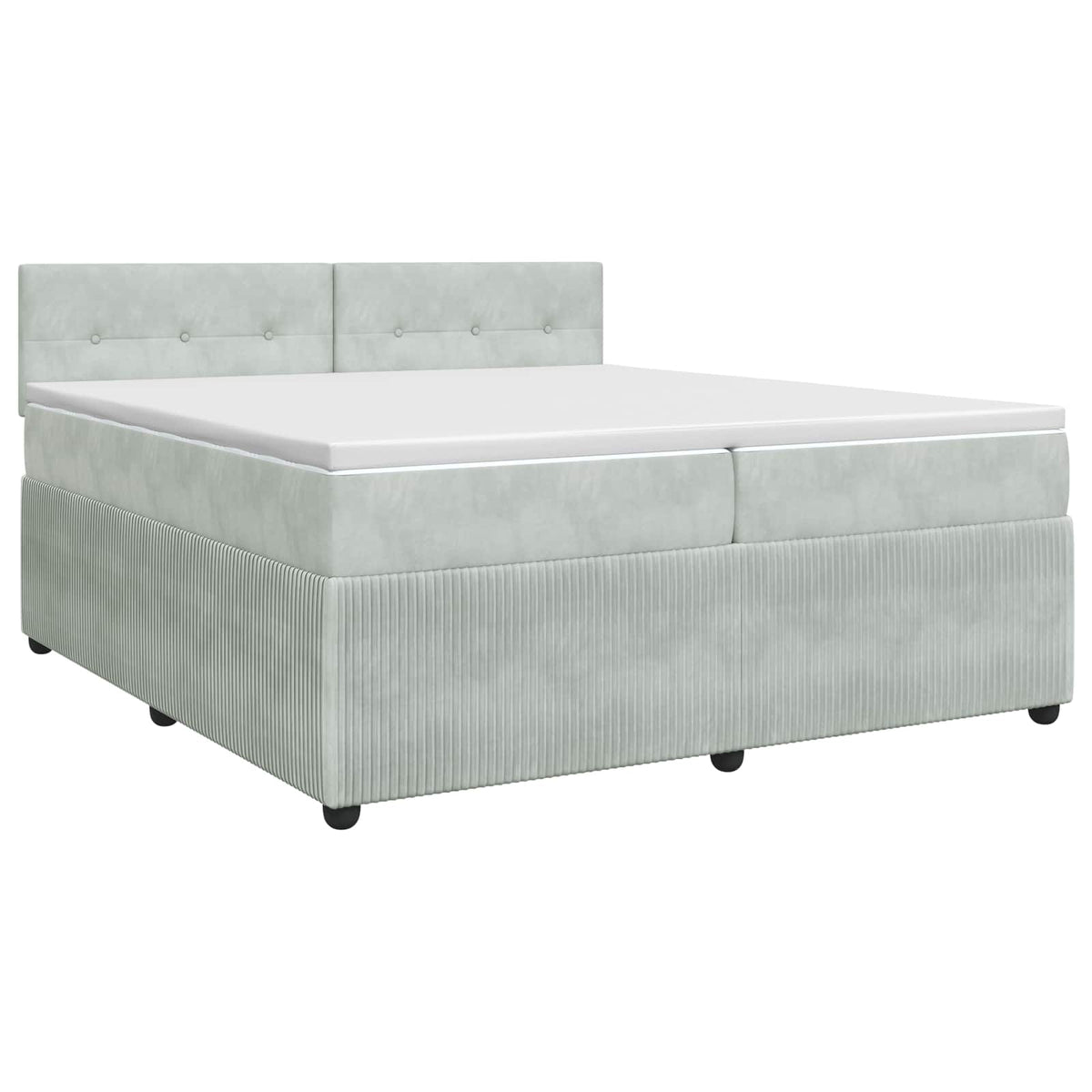 Boxspring krevet s madracem Svjetlosiva 200 x 200 cm Baršun Zelena