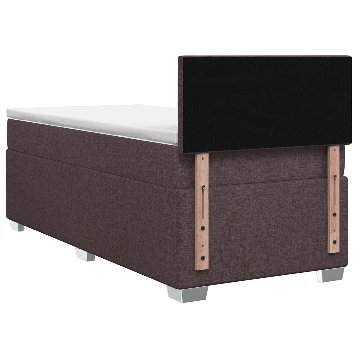 Krevet s box springom, madracem i LED-om Tamno smeđa Tkanina 90 x 190 cm