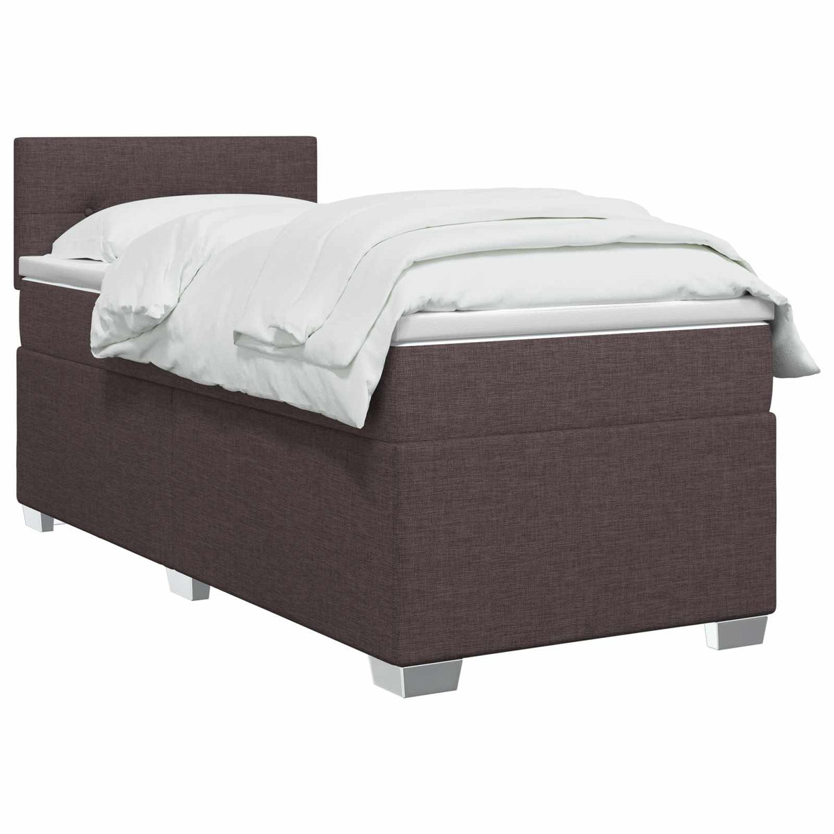 Krevet s box springom, madracem i LED-om Tamno smeđa Tkanina 90 x 190 cm