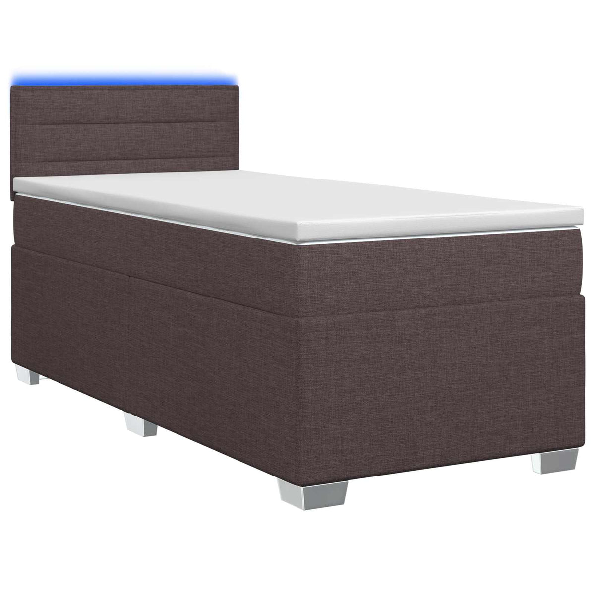 Krevet s box springom, madracem i LED-om Tamno smeđa Tkanina 90 x 200 cm