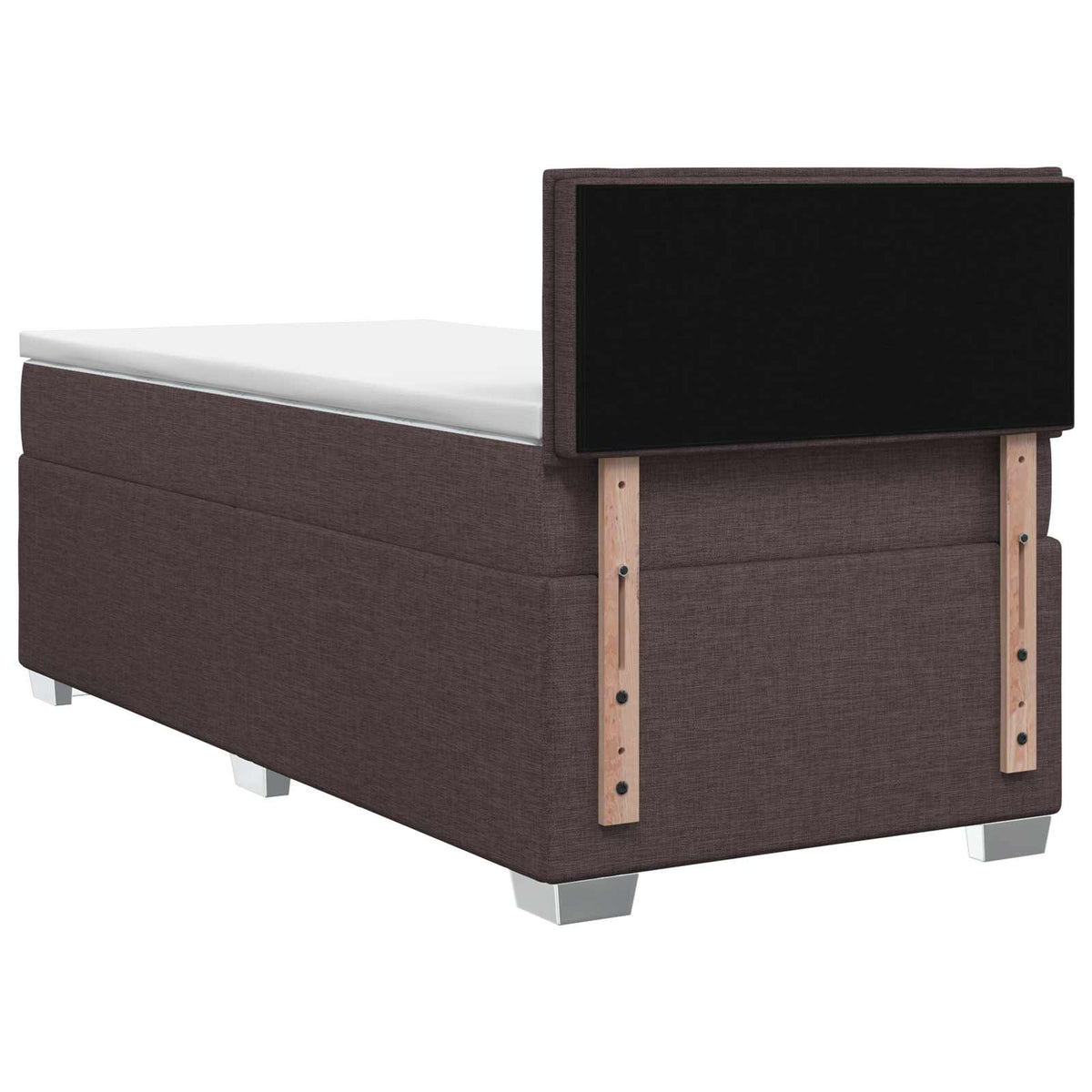 Krevet s box springom, madracem i LED-om Tamno smeđa Tkanina 90 x 200 cm