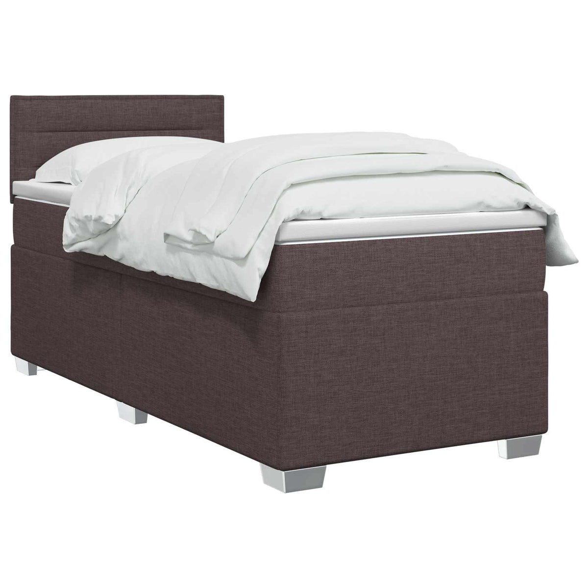 Krevet s box springom, madracem i LED-om Tamno smeđa Tkanina 90 x 200 cm