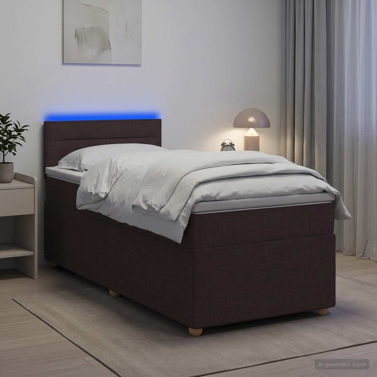 Boxspring krevet s madracem Tamno smeđa 90 x 190 cm Tkanina 90 x 190 x 100.5 cm