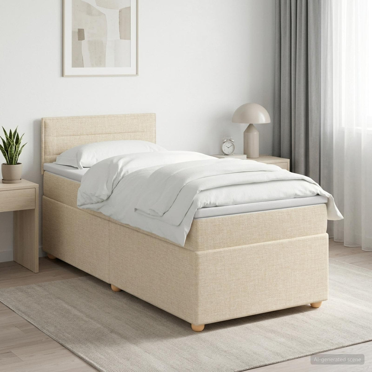 Boxspring krevet s madracem Krem 100 x 200 cm Tkanina 100 x 200 x 100.5 cm