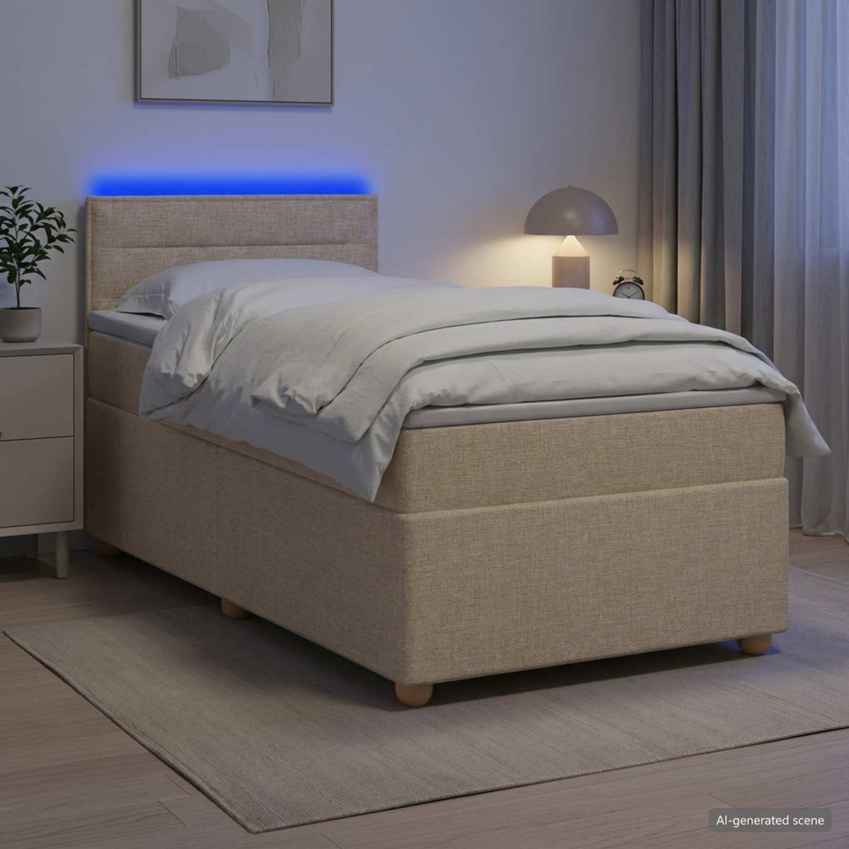 Boxspring krevet s madracem Krem 100 x 200 cm Tkanina 100 x 200 x 100.5 cm