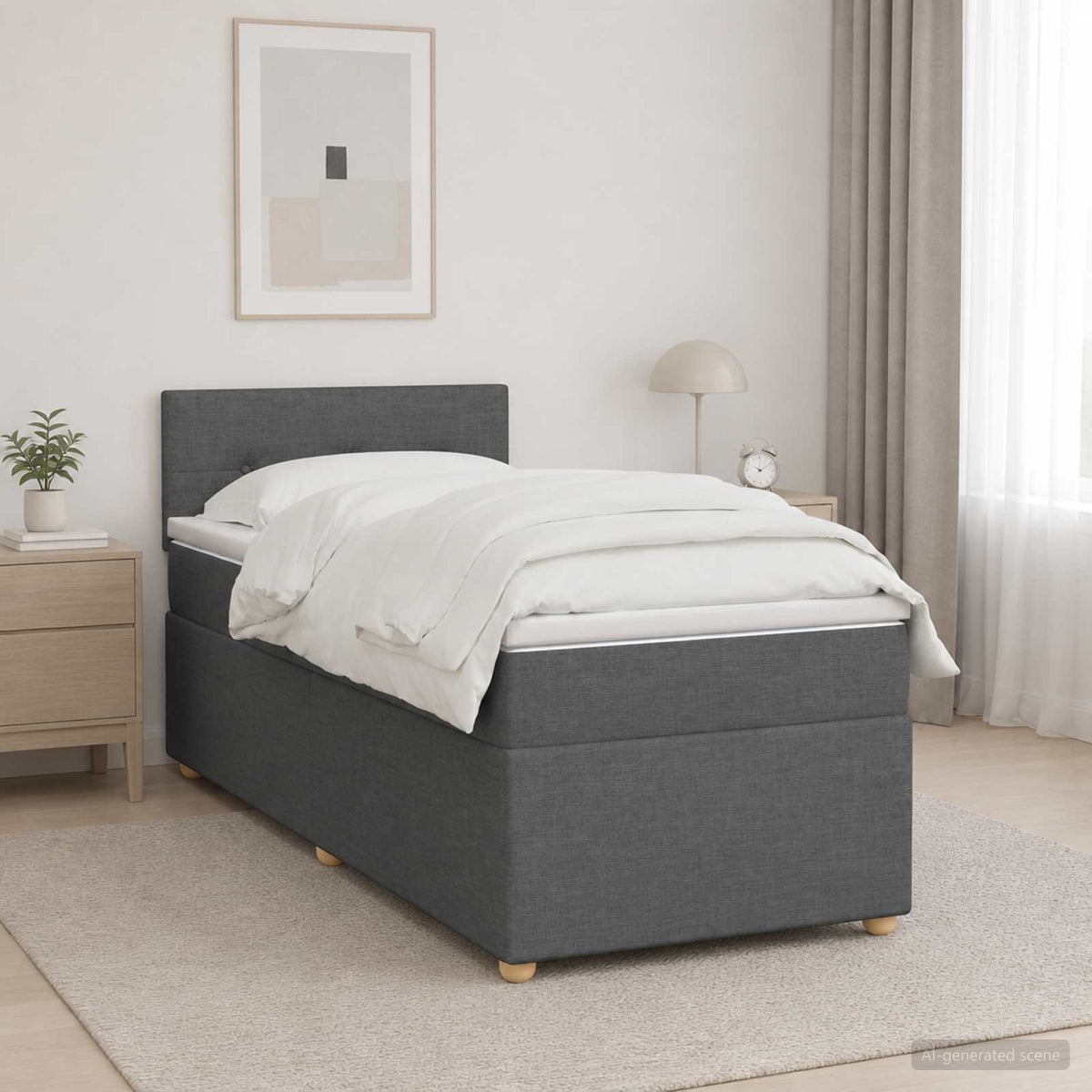 Boxspring krevet s madracem Tamnosiva 90 x 200 cm Tkanina 90 x 200 x 100.5 cm