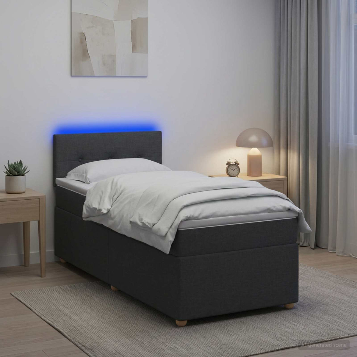 Boxspring krevet s madracem Tamnosiva 90 x 200 cm Tkanina 90 x 200 x 100.5 cm