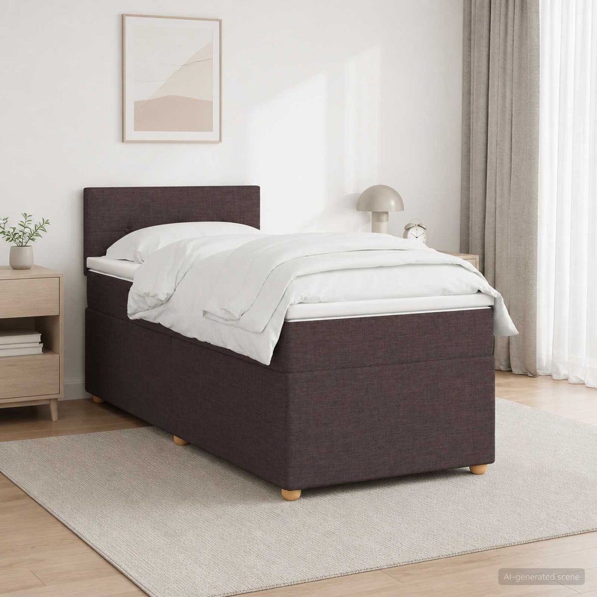 Boxspring krevet s madracem Tamno smeđa 90 x 200 cm Tkanina 90 x 200 x 100.5 cm