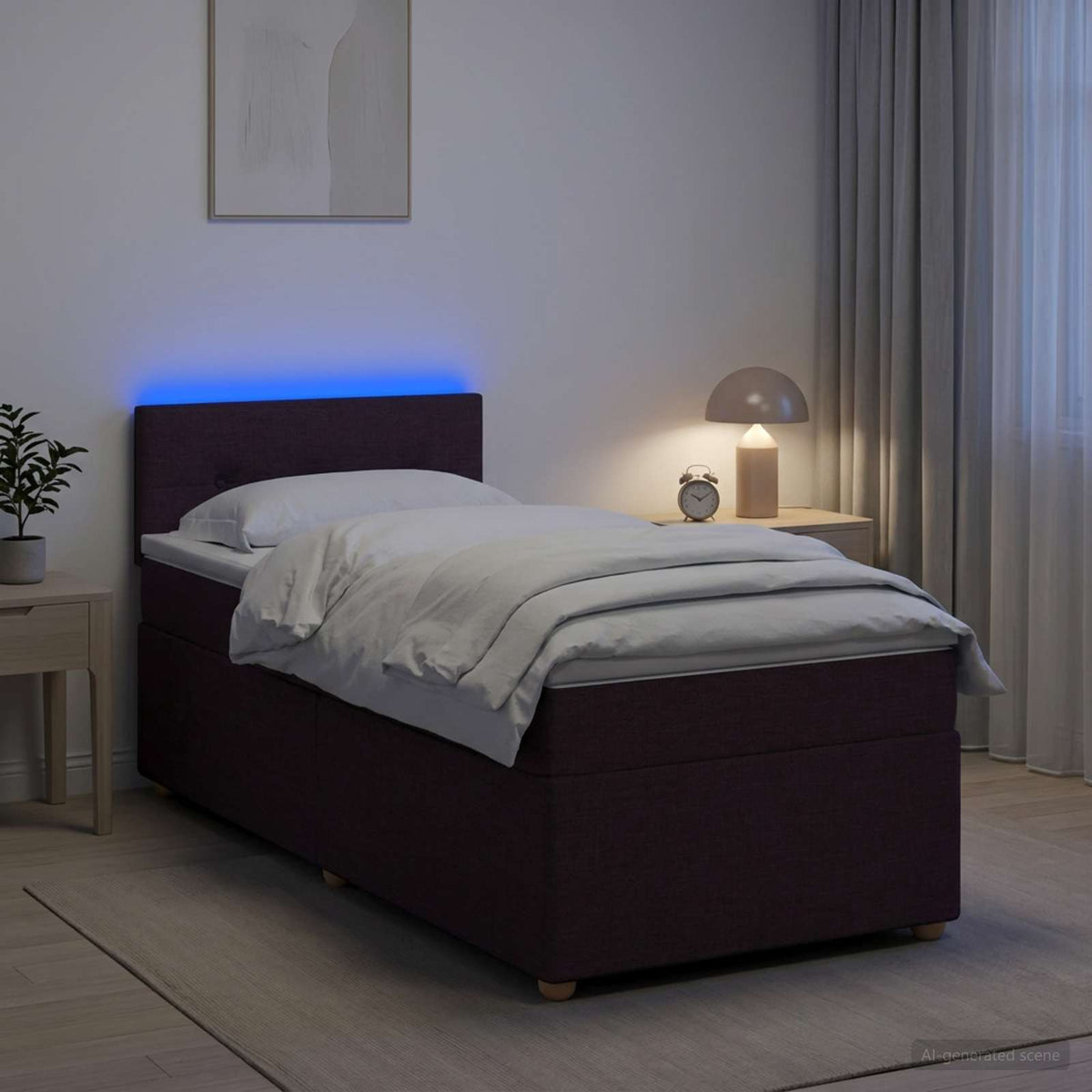 Boxspring krevet s madracem Tamno smeđa 100 x 200 cm Tkanina 100 x 200 x 100.5 cm