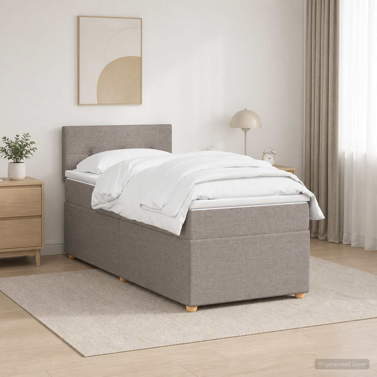 Boxspring krevet s madracem Sivosmeđa 90 x 190 cm Tkanina Smeđesiva 90 x 190 x 100.5 cm