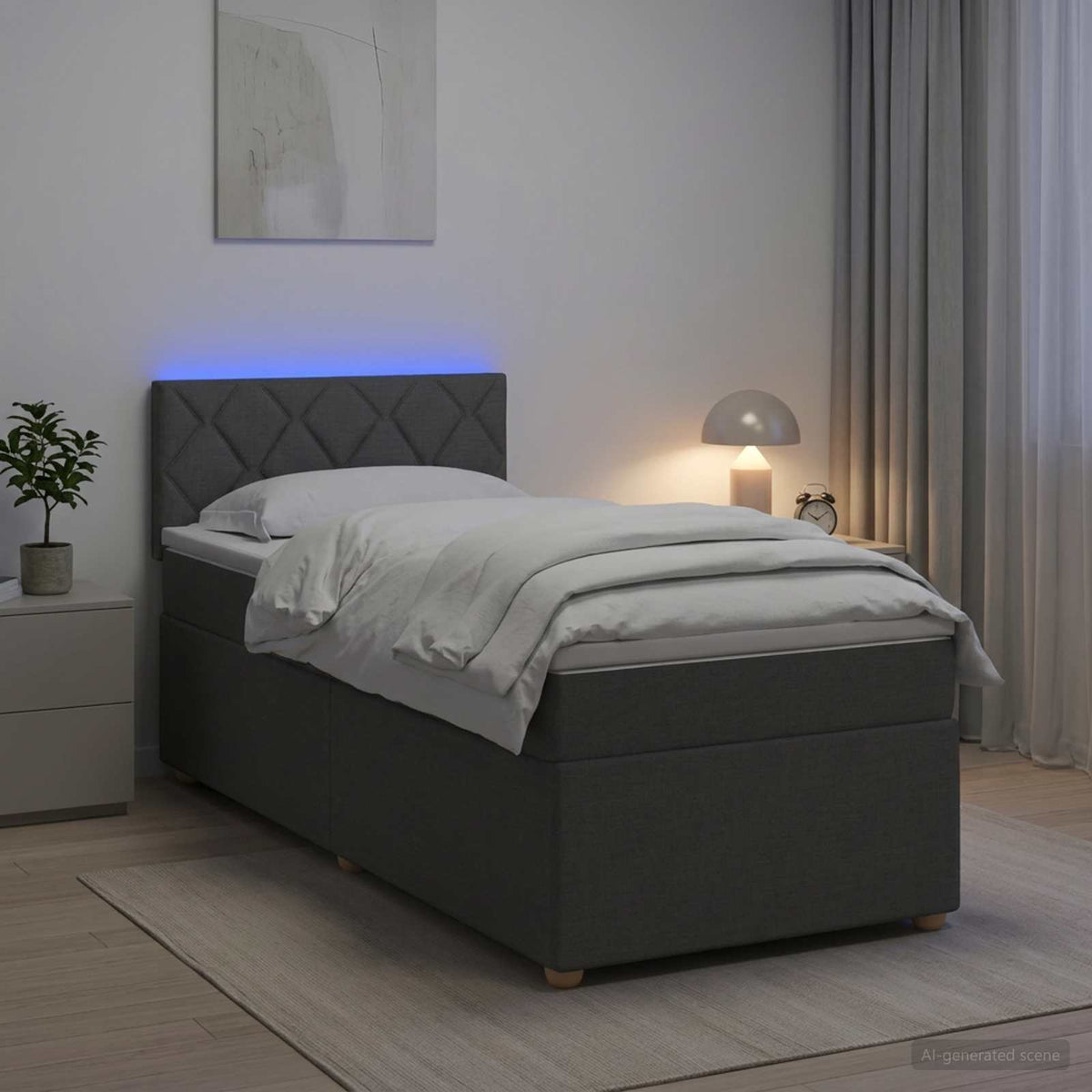Boxspring krevet s madracem Tamnosiva 80 x 200 cm Tkanina 80 x 200 x 100.5 cm