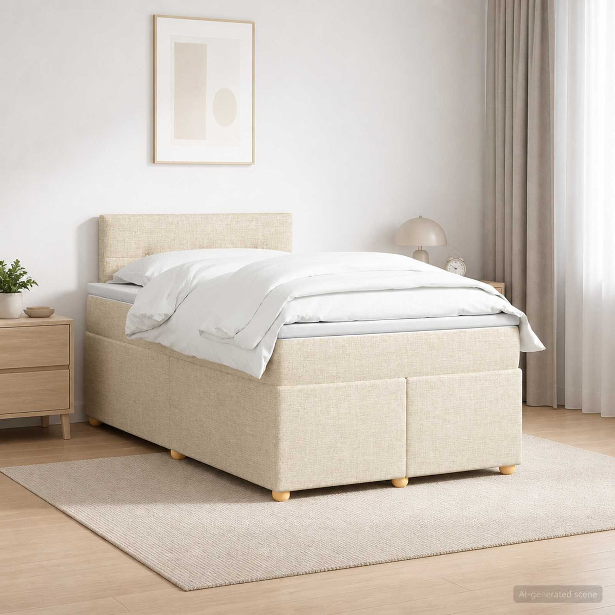 Boxspring krevet s madracem Krem 120 x 200 cm Tkanina 120 x 200 x 100.5 cm