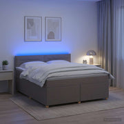Boxspring krevet s madracem Sivosmeđa 140 x 200 cm Tkanina Smeđesiva 144 x 200 x 100.5 cm