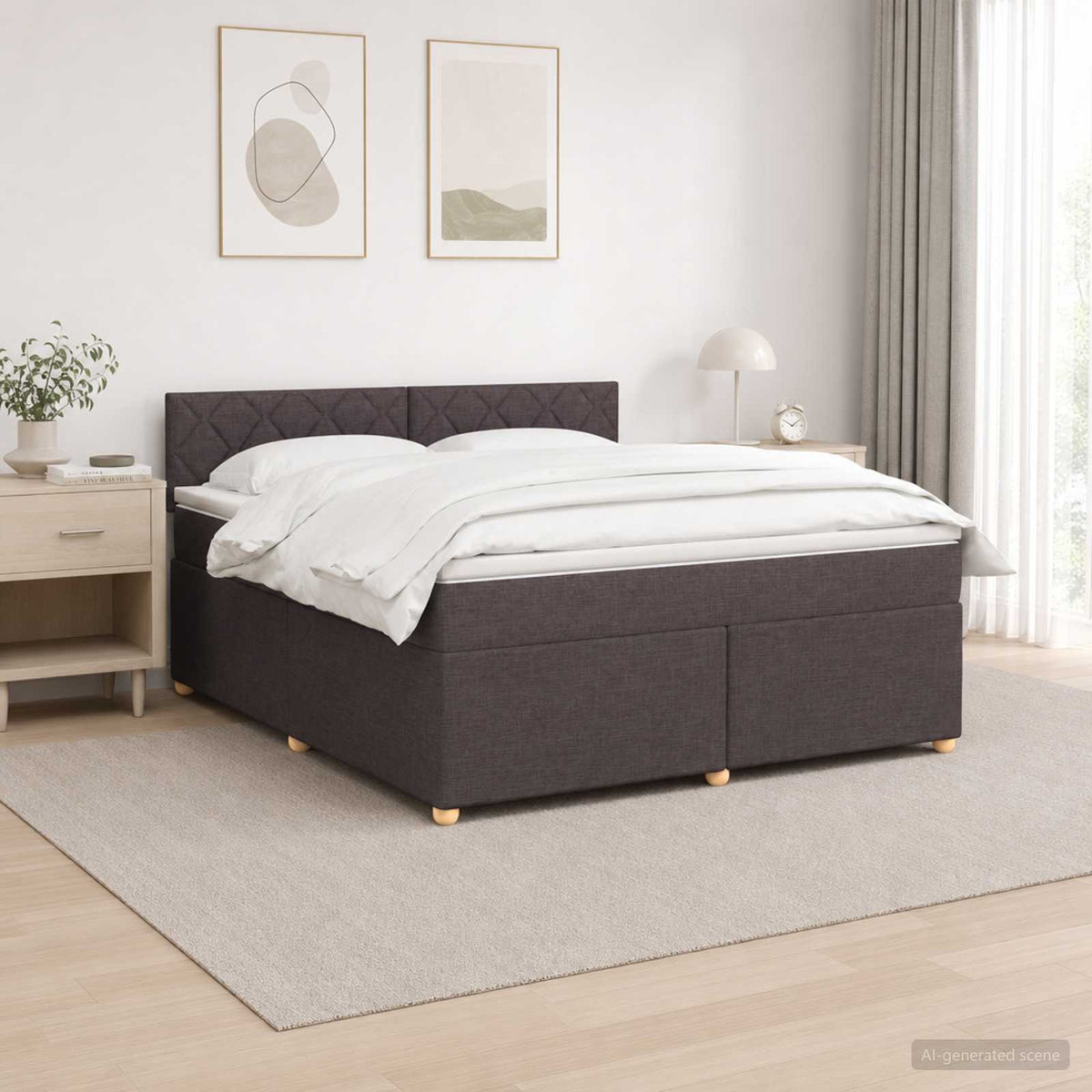 Boxspring krevet s madracem Tamno smeđa 180 x 200 cm Tkanina 180 x 200 x 100.5 cm