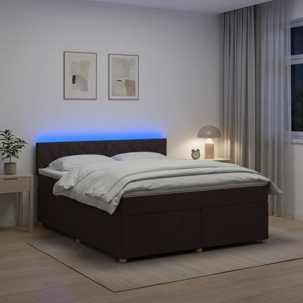 Boxspring krevet s madracem Tamno smeđa 180 x 200 cm Tkanina 180 x 200 x 100.5 cm