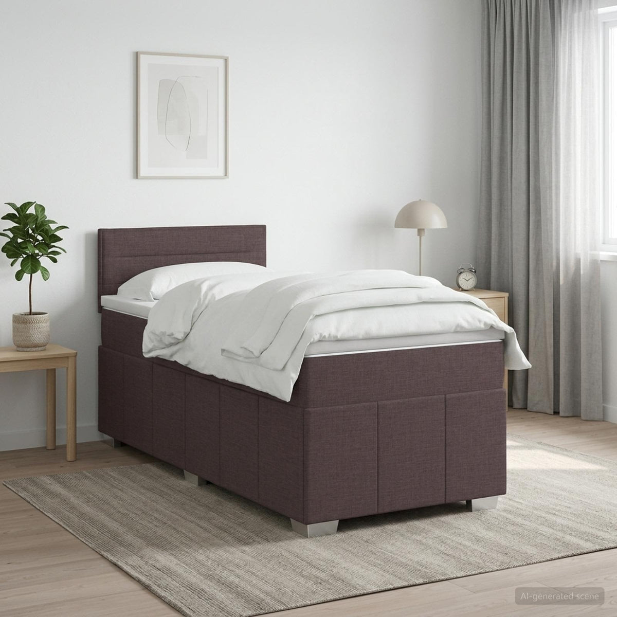 Boxspring krevet s madracem Tamno smeđa 90 x 200 cm Tkanina 90 x 200 x 100.5 cm