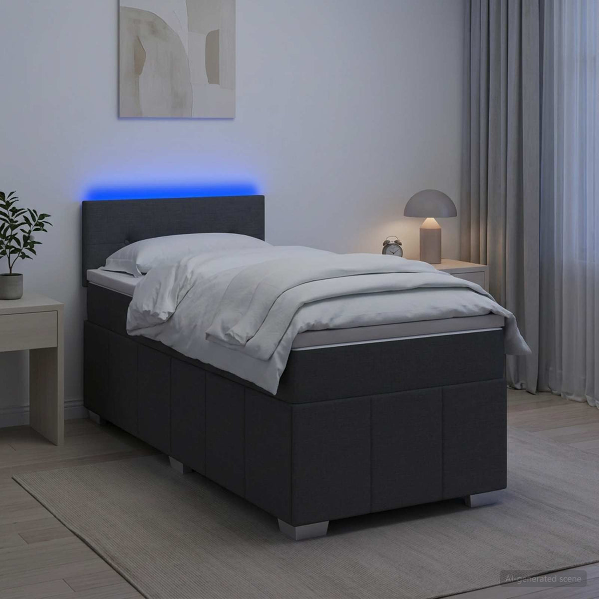 Boxspring krevet s madracem Tamnosiva 90 x 190 cm Tkanina 90 x 190 x 100.5 cm