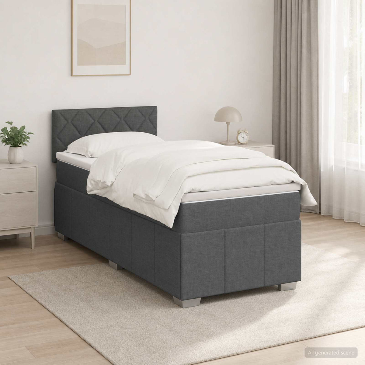 Boxspring krevet s madracem Tamnosiva 90 x 190 cm Tkanina 90 x 190 x 100.5 cm