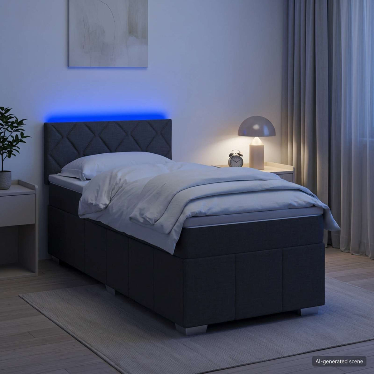 Boxspring krevet s madracem Tamnosiva 90 x 190 cm Tkanina 90 x 190 x 100.5 cm