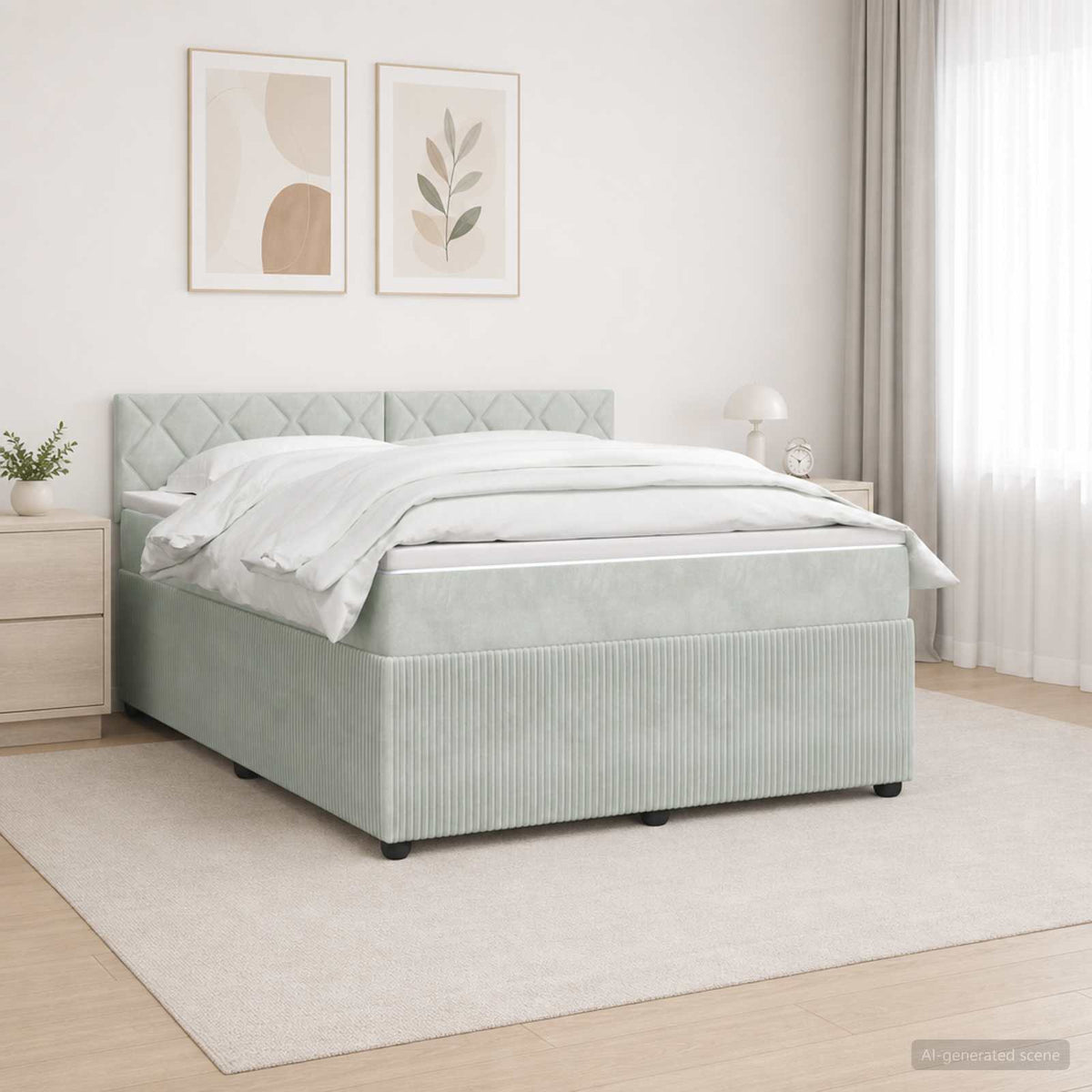 Boxspring krevet s madracem Svjetlosiva 180 x 200 cm Baršun 180 x 200 x 100.5 cm