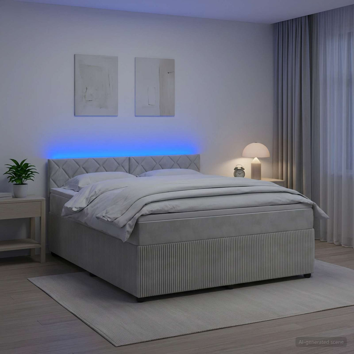 Boxspring krevet s madracem Svjetlosiva 180 x 200 cm Baršun 180 x 200 x 100.5 cm
