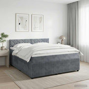 Boxspring krevet s madracem Tamnosiva 140 x 190 cm Baršun 144 x 190 x 100.5 cm