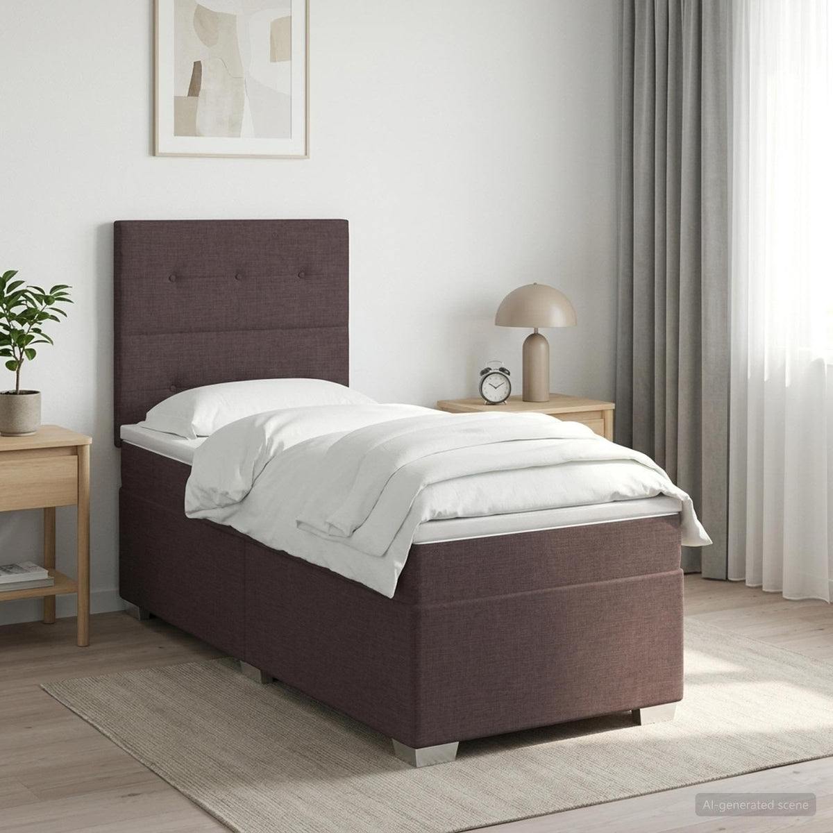 Boxspring krevet s madracem Tamno smeđa 80 x 200 cm Tkanina 200 x 80 x 140.5 cm