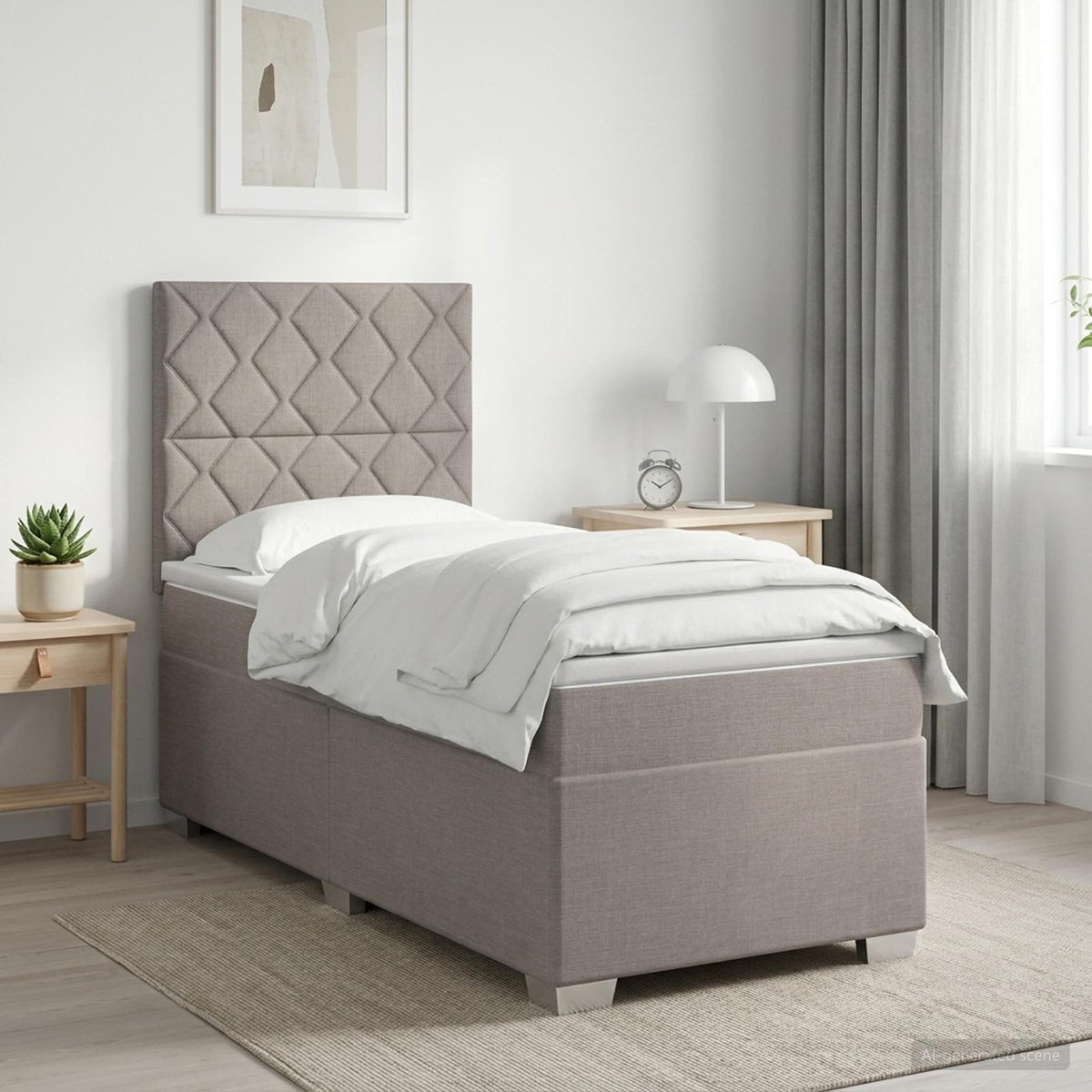 Boxspring krevet s madracem Sivosmeđa 90 x 190 cm Tkanina Smeđesiva 190 x 90 x 140.5 cm