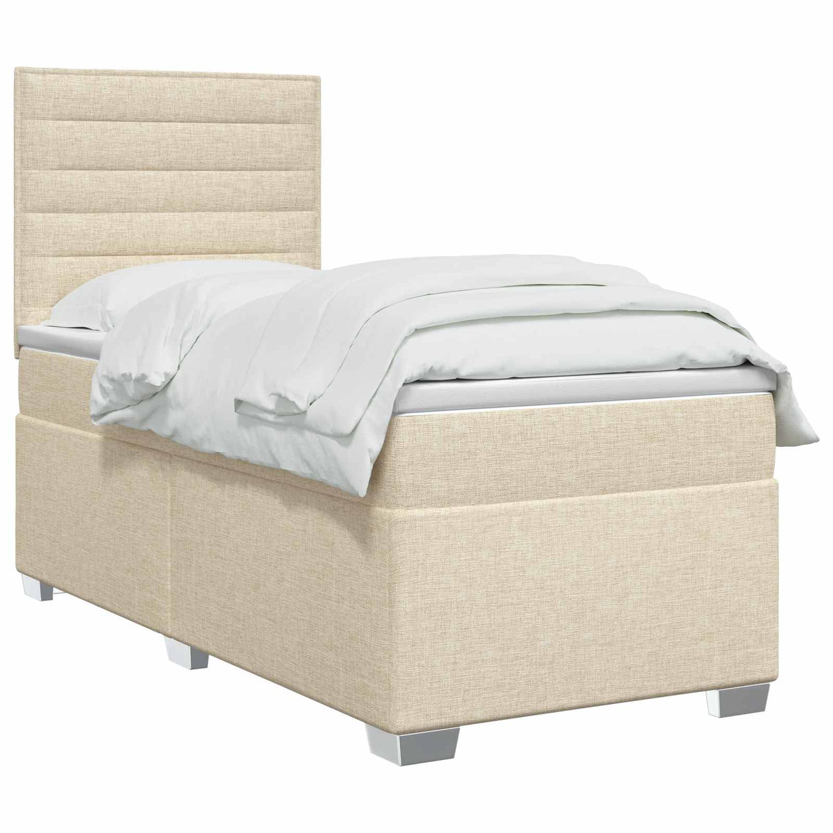 Boxspring krevet s madracem Krem 100 x 200 cm Tkanina 200 x 100 x 140.5 cm