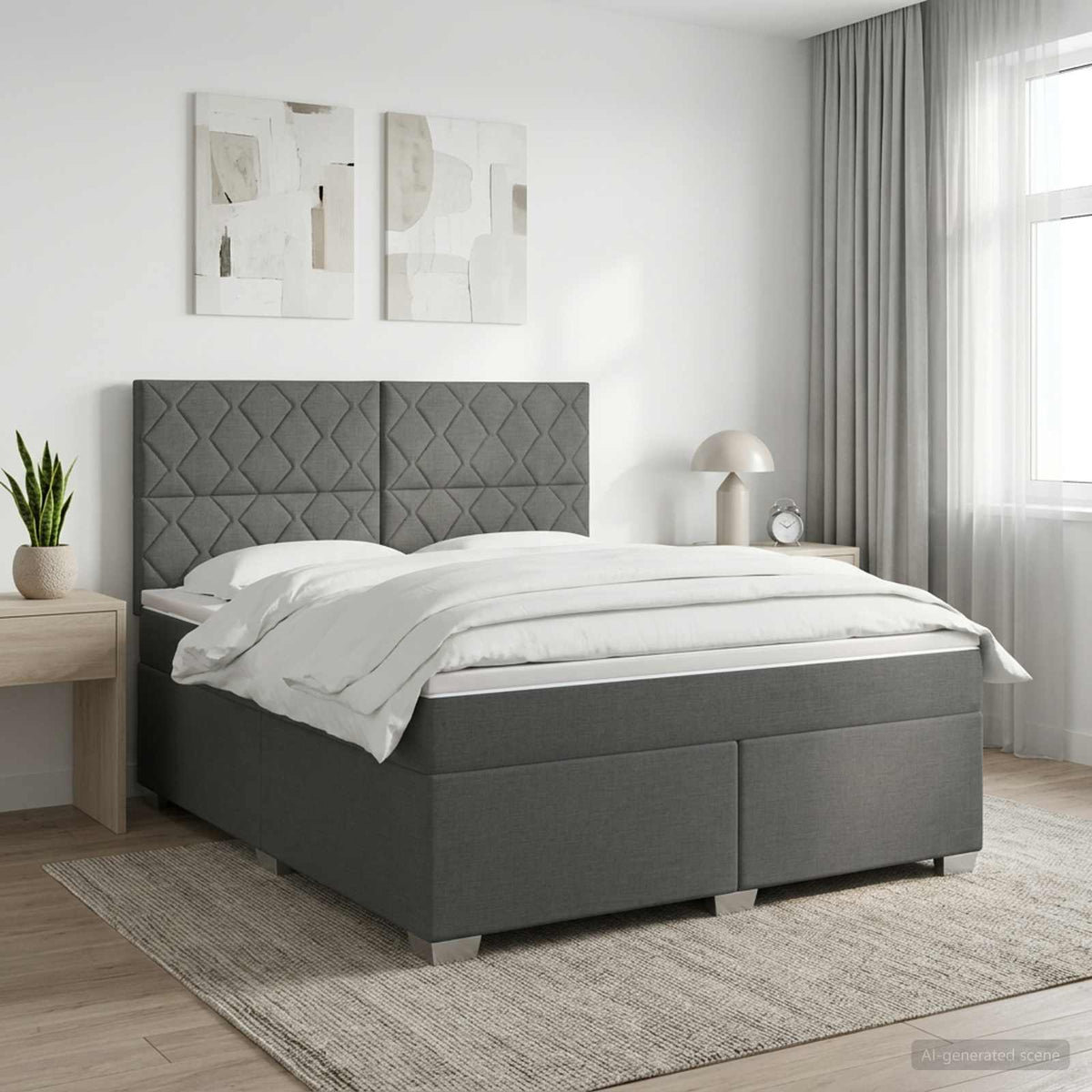 Boxspring krevet s madracem Tamnosiva 180 x 200 cm Tkanina 200 x 180 x 140.5 cm