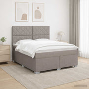 Boxspring krevet s madracem Sivosmeđa 160 x 200 cm Tkanina Smeđesiva 200 x 160 x 140.5 cm