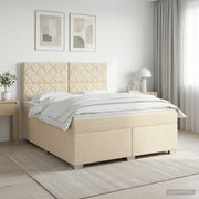 Boxspring krevet s madracem Krem 160 x 200 cm Tkanina 200 x 160 x 140.5 cm