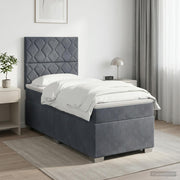 Boxspring krevet s madracem Tamnosiva 100 x 200 cm Baršun 200 x 100 x 140.5 cm