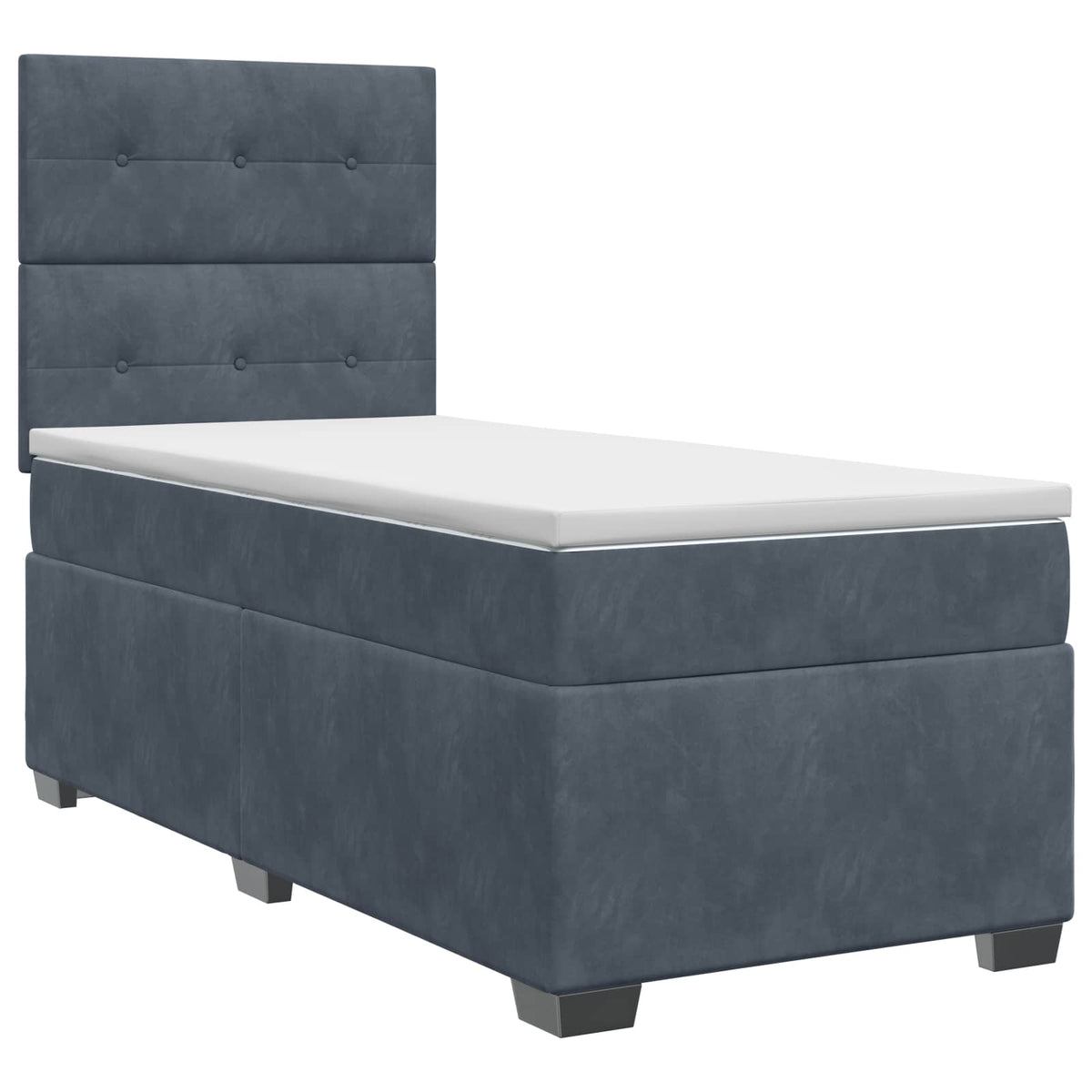 Boxspring krevet s madracem Tamnosiva 90 x 190 cm Baršun 190 x 90 x 140.5 cm