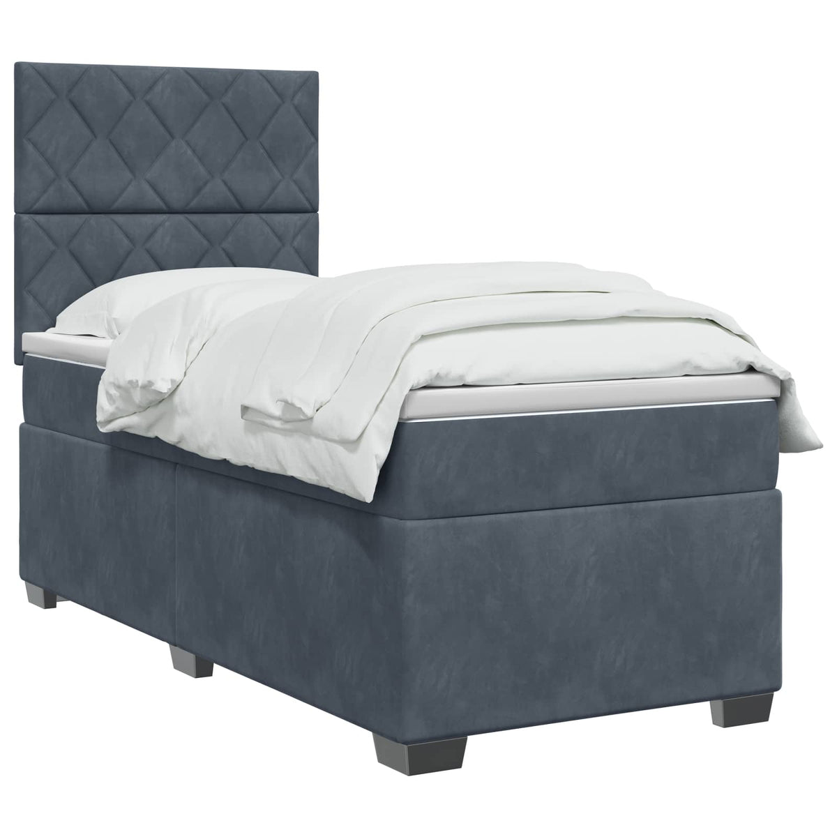 Boxspring krevet s madracem Tamnosiva 100 x 200 cm Baršun 200 x 100 x 140.5 cm