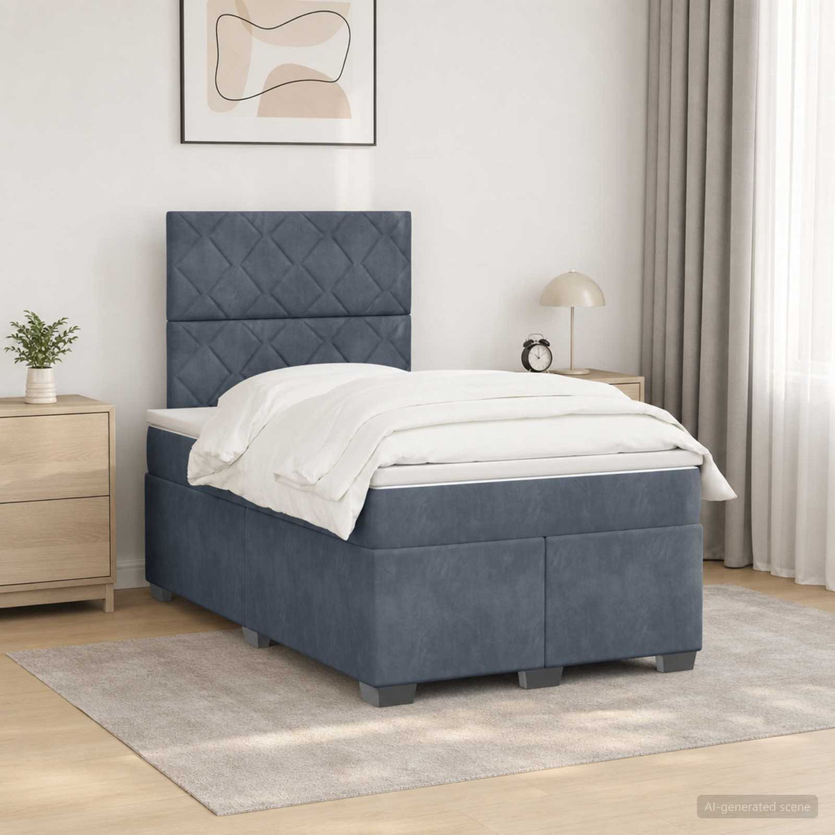 Boxspring krevet s madracem Tamnosiva 120 x 200 cm Baršun 200 x 120 x 140.5 cm