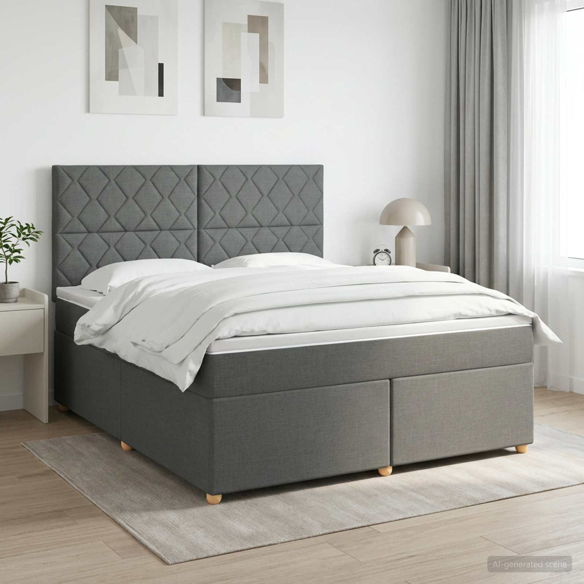 Boxspring krevet s madracem Tamnosiva 140 x 190 cm Tkanina 190 x 144 x 140.5 cm
