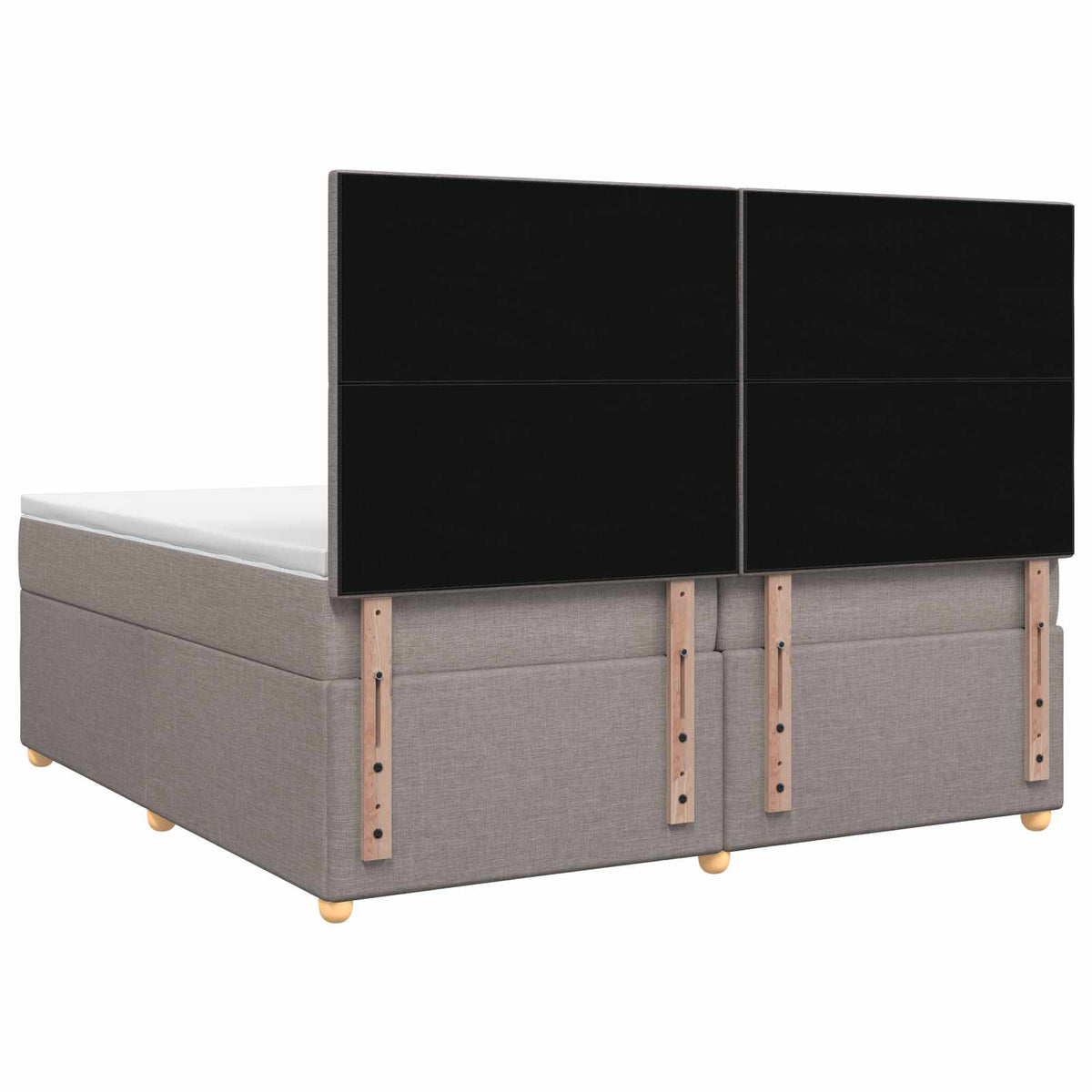 Boxspring krevet s madracem Sivosmeđa 200 x 200 cm Tkanina Smeđesiva 200 x 200 x 140.5 cm