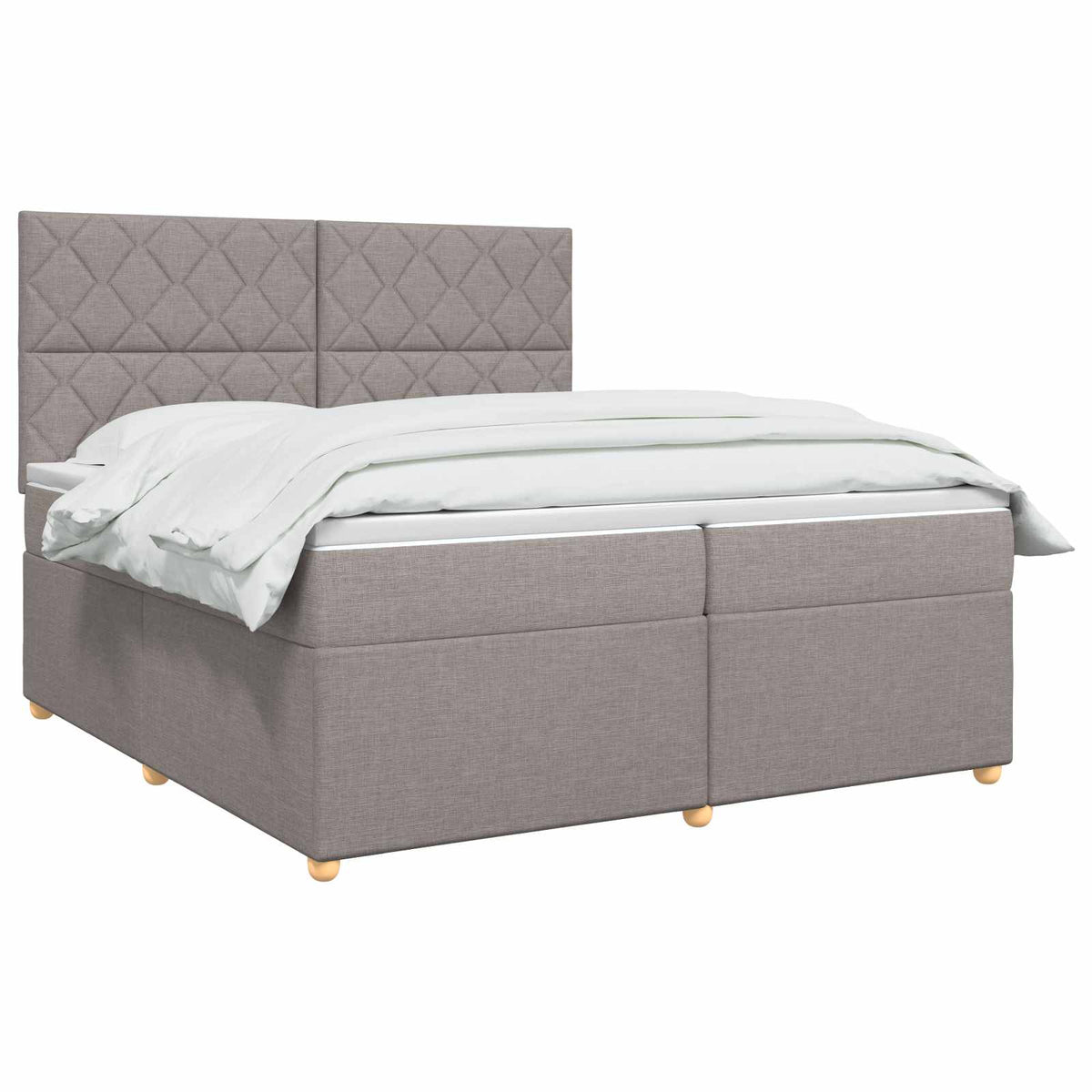 Boxspring krevet s madracem Sivosmeđa 200 x 200 cm Tkanina Smeđesiva 200 x 200 x 140.5 cm