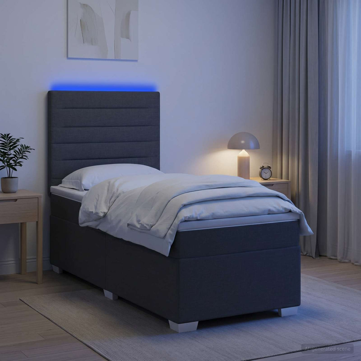 Boxspring krevet s madracem Tamnosiva 80 x 200 cm Tkanina 80 x 200 x 140.5 cm