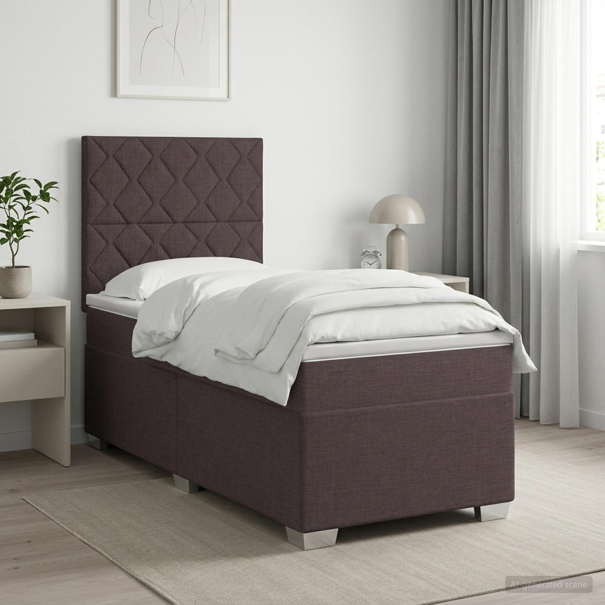 Boxspring krevet s madracem Tamno smeđa 100 x 200 cm Tkanina 100 x 200 x 140.5 cm