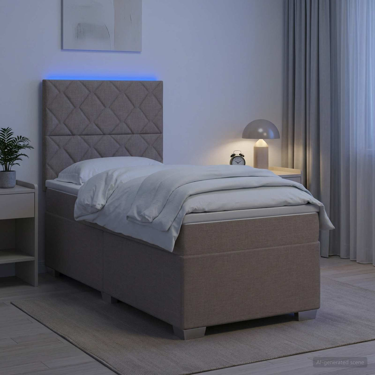 Boxspring krevet s madracem Sivosmeđa 90 x 200 cm Tkanina Smeđesiva 90 x 200 x 140.5 cm