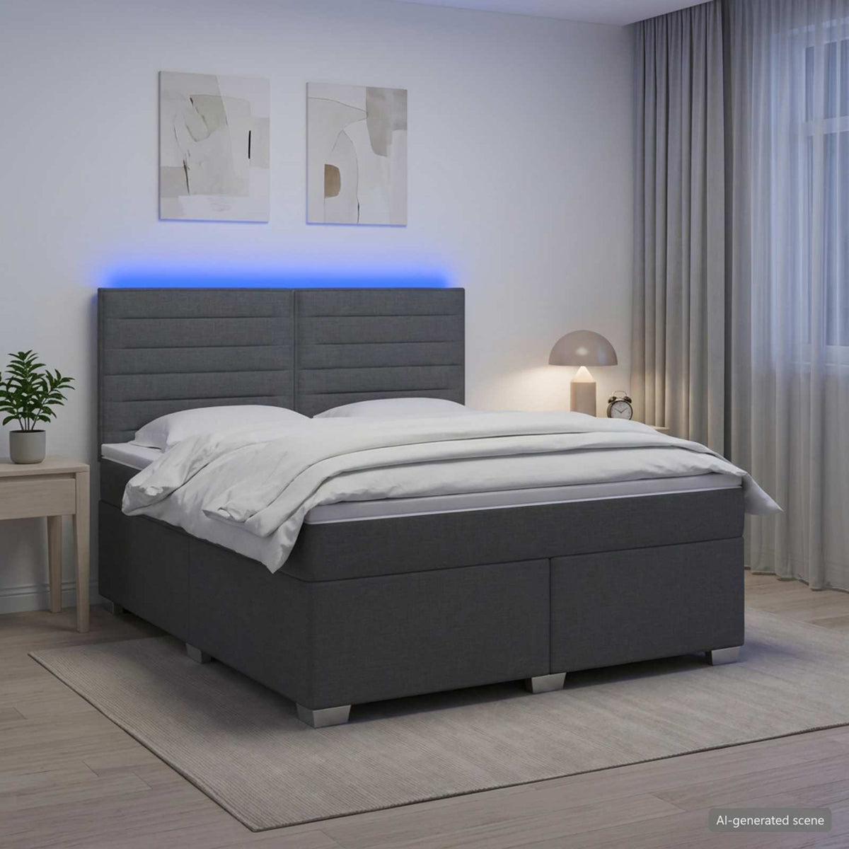 Boxspring krevet s madracem Tamnosiva 160 x 200 cm Tkanina 160 x 200 x 140.5 cm