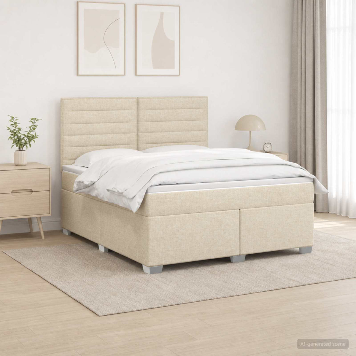 Boxspring krevet s madracem Krem 140 x 190 cm Tkanina 144 x 190 x 140.5 cm