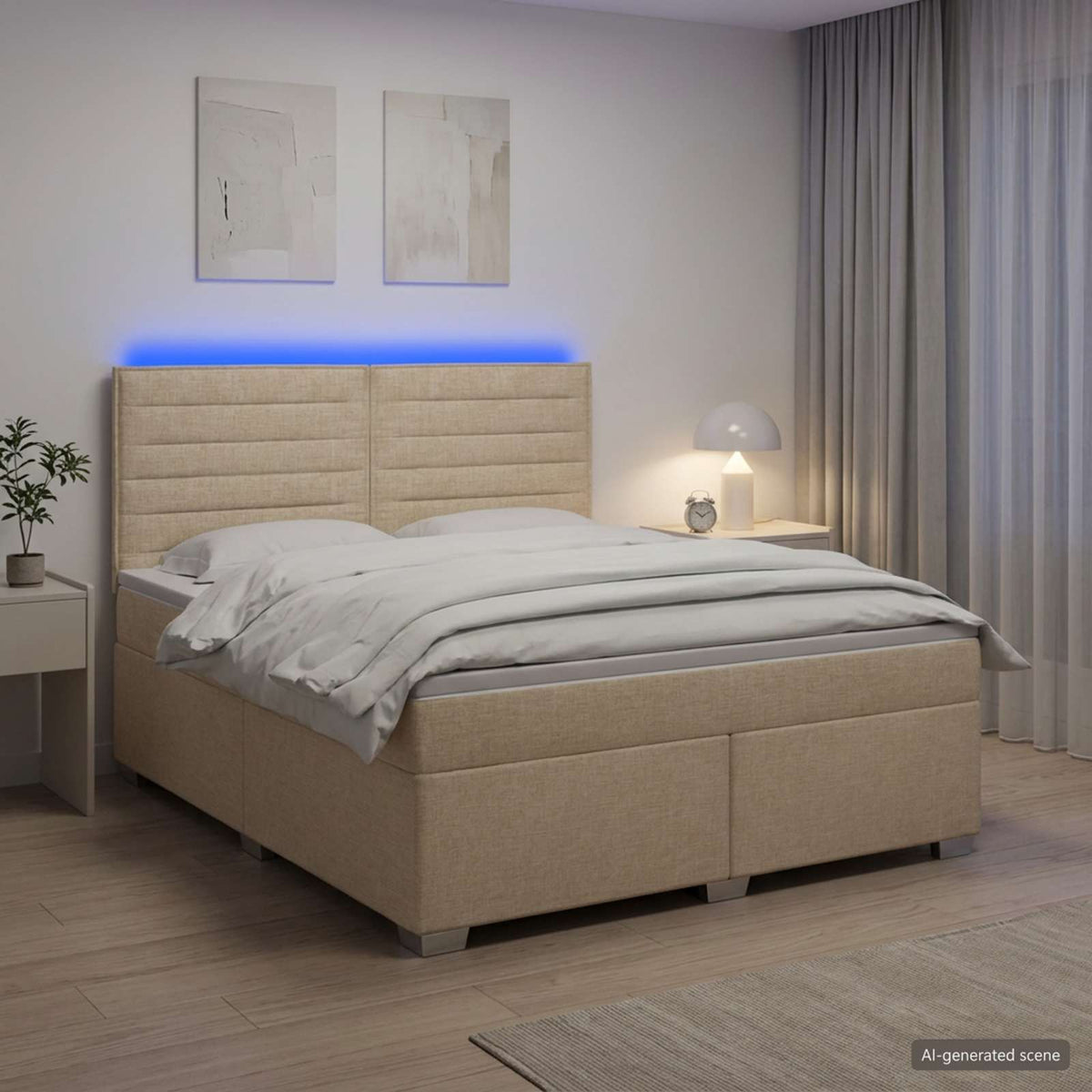 Boxspring krevet s madracem Krem 140 x 190 cm Tkanina 144 x 190 x 140.5 cm