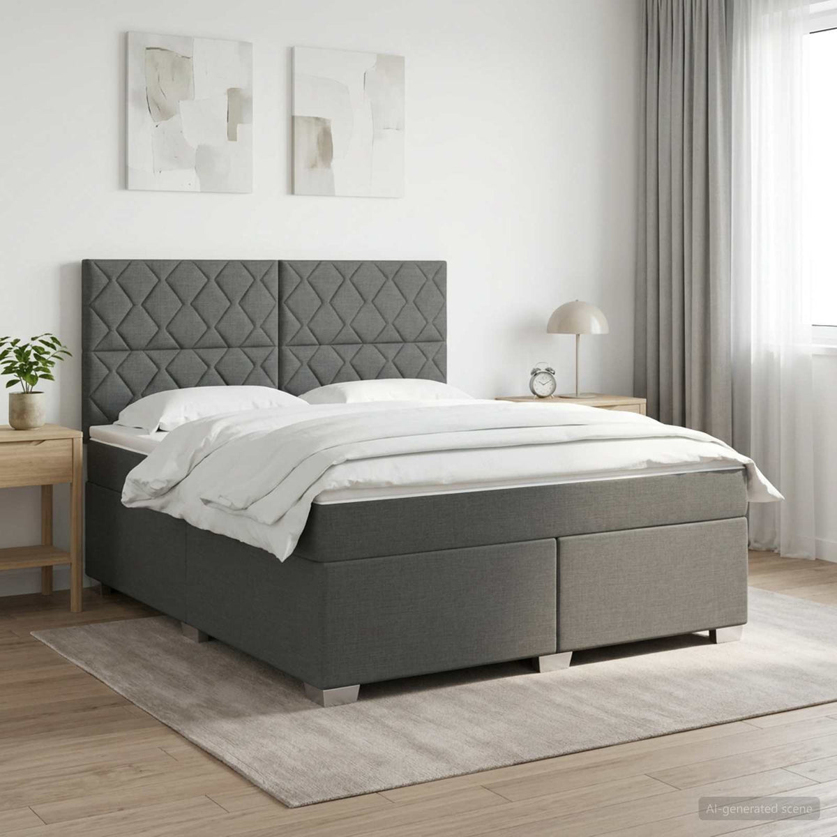 Boxspring krevet s madracem Tamnosiva 180 x 200 cm Tkanina 180 x 200 x 140.5 cm