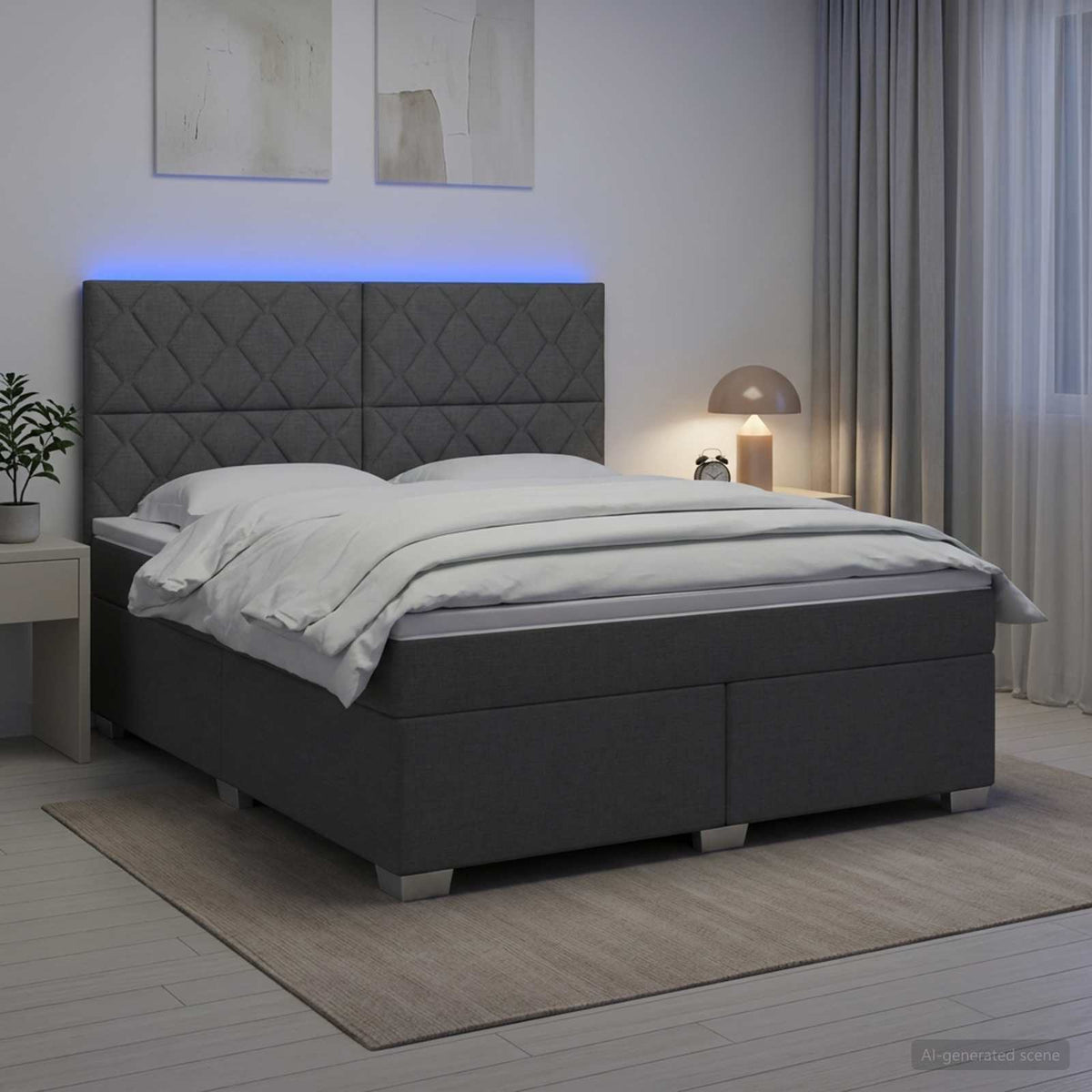 Boxspring krevet s madracem Tamnosiva 140 x 200 cm Tkanina 144 x 200 x 140.5 cm